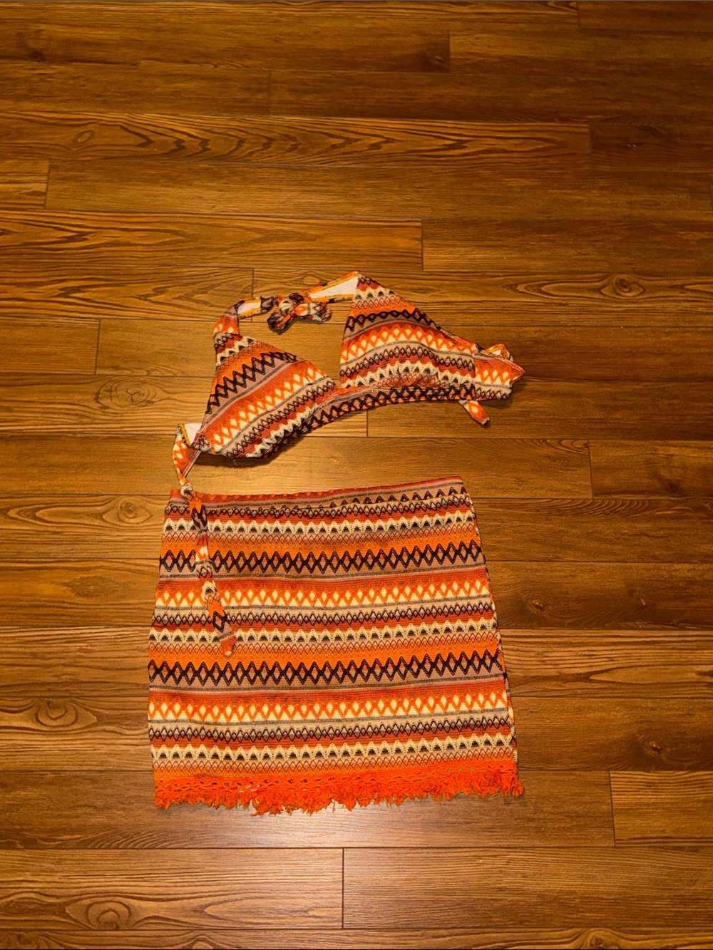 Orange Patterned Two-Piece Set
